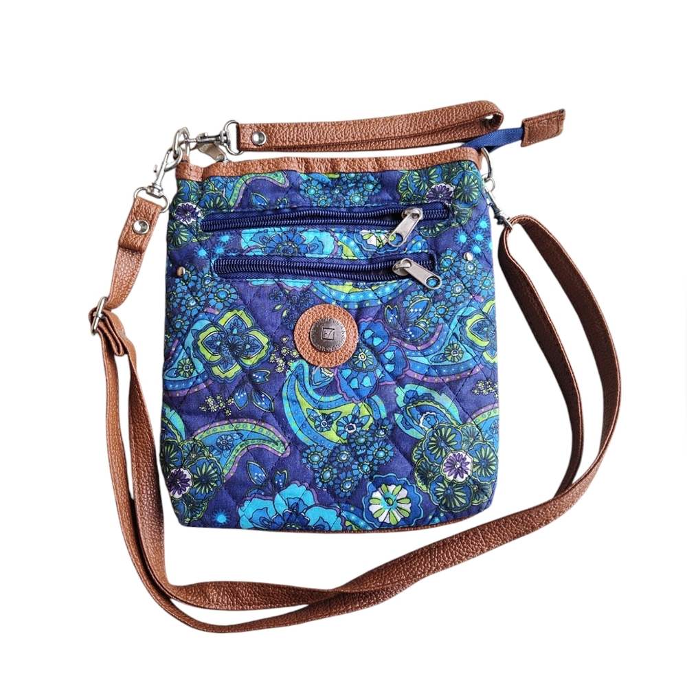 Stone Mountain Blue Floral Quilted Crossbody Vegan